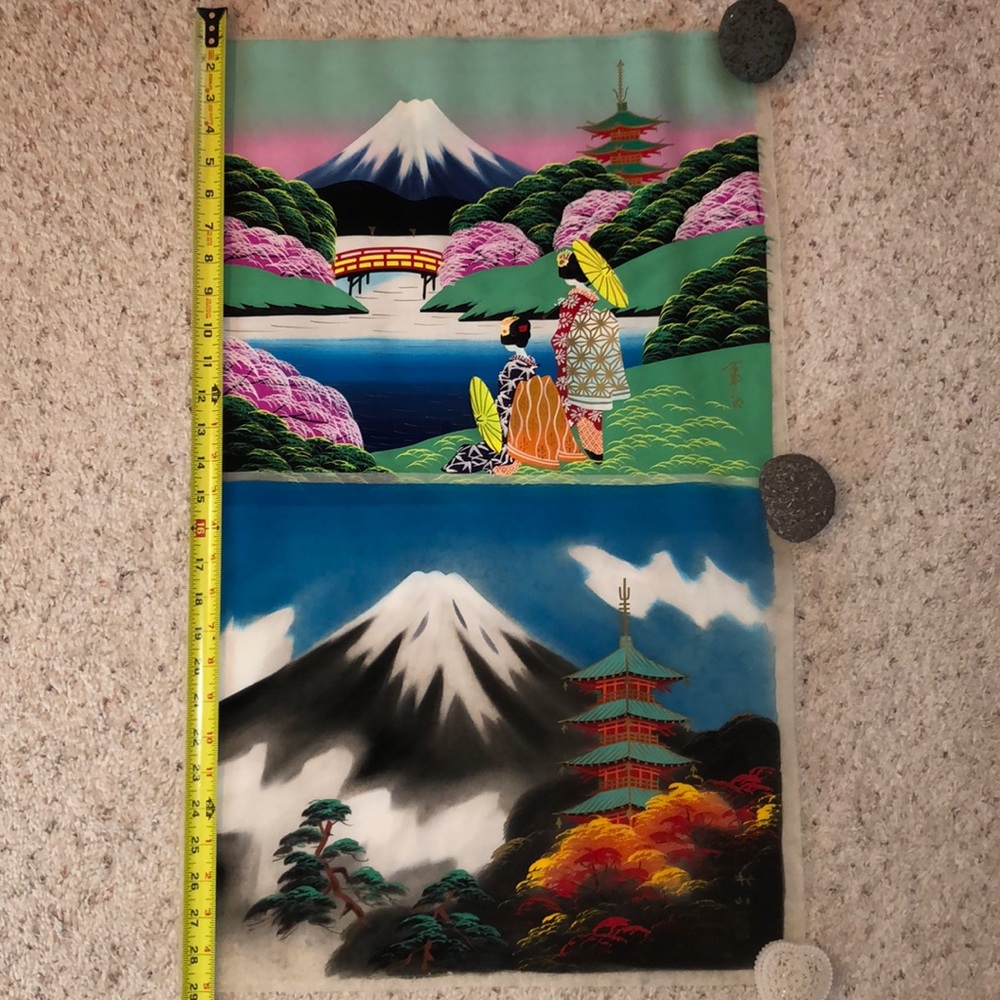 🌸Set of 2 Hand Painted Japanese Prints on Silk 🏯